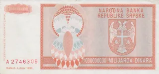 Bosnia and Herzegovina 1.000.000.000 Dinara, 1993 reverse